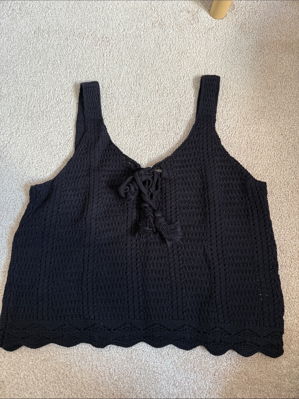 Old Navy Black Crochet Tie-Front Tank